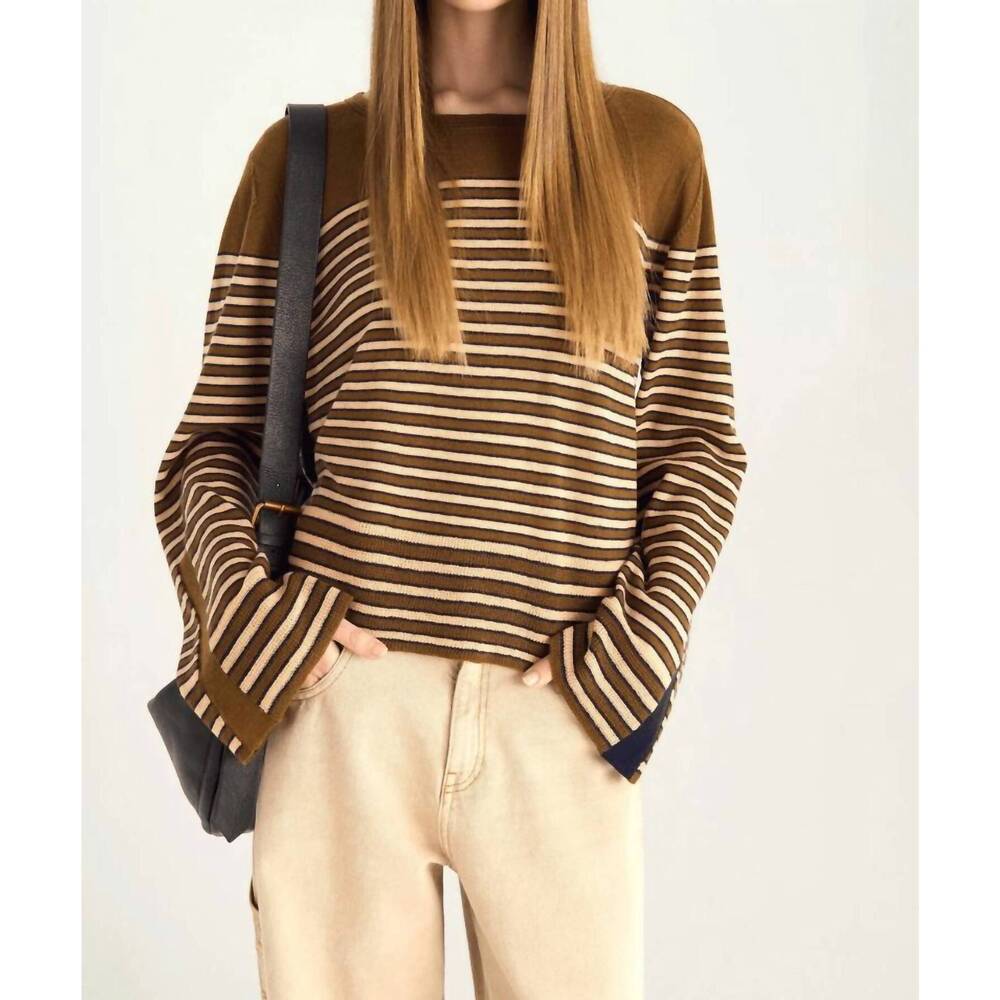 NEW COTELAC merino wool sailor top in brown